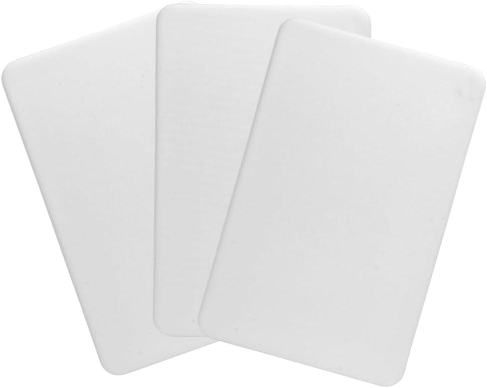 Small Plastic Cutting Boards 10 x 6 Inch - Set of 3 Mini Bar Boards for Kitchen, Restaurant Quality 1/2" Thick High Density HDPP, Lightweight and White Color