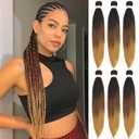 Braiding Hair Pre Stretched 26 Inch prestretched Braiding Hair Extensions For Braids Twists Crochet Long Braid Hair Synthetic Bundles Yaki Texture Hot Water Setting(1B/30/27, 6 Packs, 26 Inch)