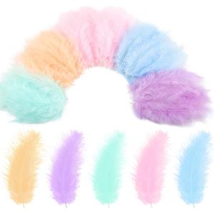 Yingzhao 300 Pcs Feathers Fluffy Turkey Marabou Feathers 4-6inch for Crafts DIY Dream Catcher Fringe Trim Carnival Valentine Fabricating Handicraft Wedding Decoration Fly Tying(Macaron Color)
