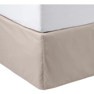 Amazon Basics Lightweight Pleated Bed Skirt, Wrinkle and Fade Resistant, Machine Washable, Queen, Taupe