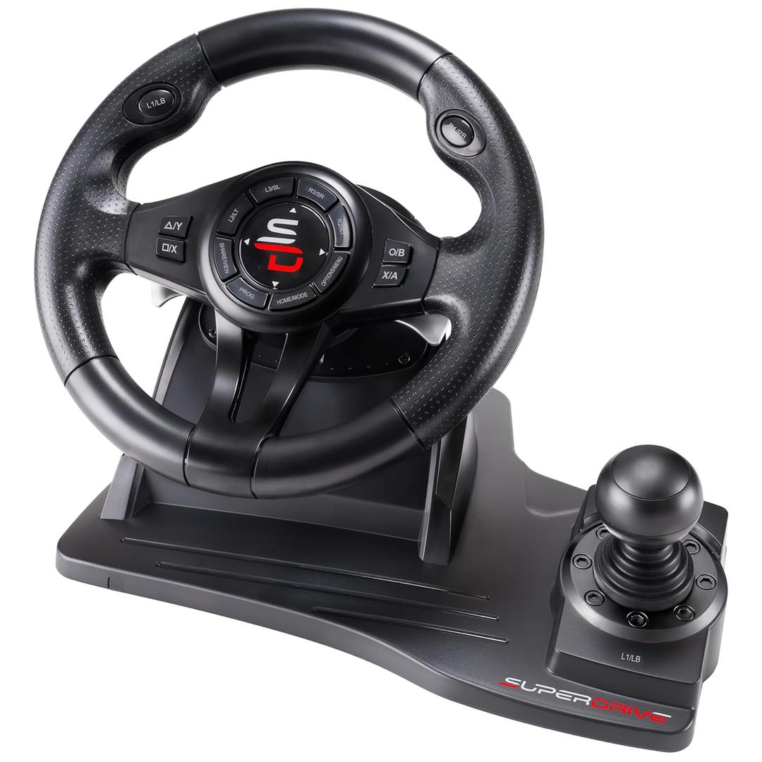 SUBSONIC Superdrive - GS550 steering wheel with pedals, paddles, shifter, vibration racing wheel for Switch 2, Switch, Xbox Serie X/S, PS4, Xbox One, PC