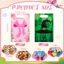 Marspark 120 Pcs Pink and Green Party Bags, Double-sided Princess & Witch Theme Pink Bow Green Witch Hat 6.5 x 9.8 Inch Gift Candy Treat Goodie Bags for Magical Birthday, Baby Shower, and Party Favors