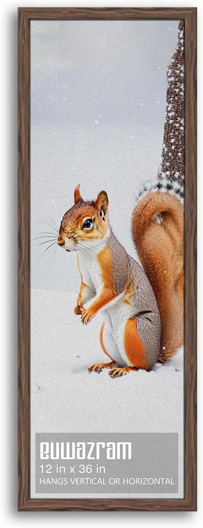 Rustic Walnut 12x36 Frame - Single Frame, 12 x 36 Poster Frame for Artwork, Puzzles, Photos and Movie Posters Picture Frames