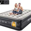 OhGeni Queen Air Mattress with Built in Pump, 18 Raised Comfort Inflatable Mattress, Quiet Surface Portable Blow Up Mattress, Air Bed for Home and Guest, Colchone Inflable, 650 lbs Max (Black)