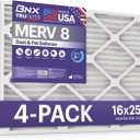 BNX TruFilter 16x25x2 Air Filter MERV 8 (4-Pack) - MADE IN USA  Dust & Pet Defense Electrostatic Pleated Air Conditioner HVAC AC Furnace Filters for Dust, Pet, Mold, Pollen MPR 600  700 & FPR 5