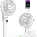 EasyAcc 3 IN 1 Hand Fan,Portable Fan for Travel,5000 Battery Handhedl Fan [Ultra Quiet Powerful]-5 Speeds/Backup Power/SOS Light/Digital Display/Lanyard- for Travel/Cruise/Summer/Concerts/Lash White