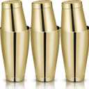 Sabary 6 Pcs Cocktail Shakers Professional Bar Shaker Boston Set Stainless Steel Martini Drink Mixer Basic Tool Weighted Shake Metal Can Cocktail Shaker Set, 18 Oz, 28 oz (Gold)