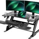 Claiks Standing Desk Converter 36 inch, Height Adjustable Sit Stand Up Desk Riser, Quick Sit to Stand Tabletop Dual Monitor Riser Workstation for Home Office with Keyboard Tray, Black