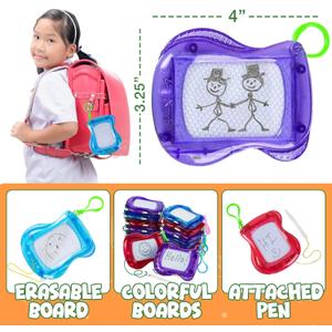 Bedwina Mini Magnetic Drawing Board for Kids - (Pack of 5) Backpack Keychain Clip Drawing Boards, Erasable Doodle Sketch Writing Pad Boys & Girls, Birthday Kids Party Favors