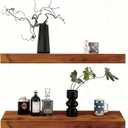 Solid Wood Floating Shelves,31.5in Finished Real Wood Wall Shelves with Heavy-Duty Hidden Bracket, Easy Installation, Set of 2, 31.5in x 7.1in x 1.5in, for Living Room Bedroom Kitchen,Bronze
