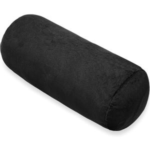 Bolster Pillow with Removable Velvet Cover, Round Cylinder Neck Roll Pillow for Head, Back, Leg Support, Decorative Bed and Couch Pillow 16 x 6 Inches (Black)