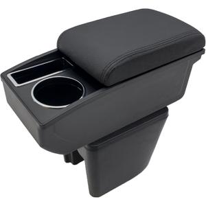 YJYWZH Car Armrest Box for Chevy Chevrolet Aveo 2002-2011 Center Console Storage Organizer Double Layer Space with Cup Holder Mobile Phone Holder (Black Stitching)