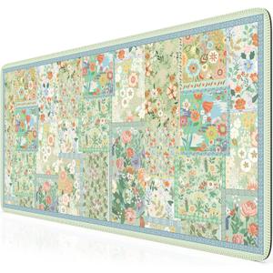 HAOCOO Green Desk Matt for Desktop, Desk Mat for Keyboard and Mouse, Non-Slip Desk Mouse Pad with Stitched Edges, Water-Resistant XL Mouse Pad for Women Office Decor