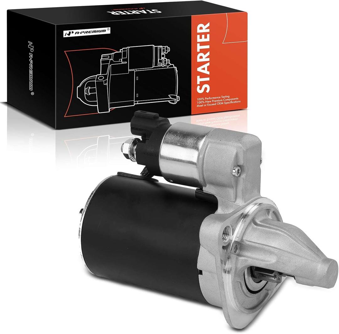 A-Premium Starter Motor Compatible with Kia Soul 2012-2014, Rio 2013-2015 & Hyundai Accent 2013-2017, Veloster 2013-2017, 1.6L, 12 Volts 0.9KW 10-Teeth Clockwise