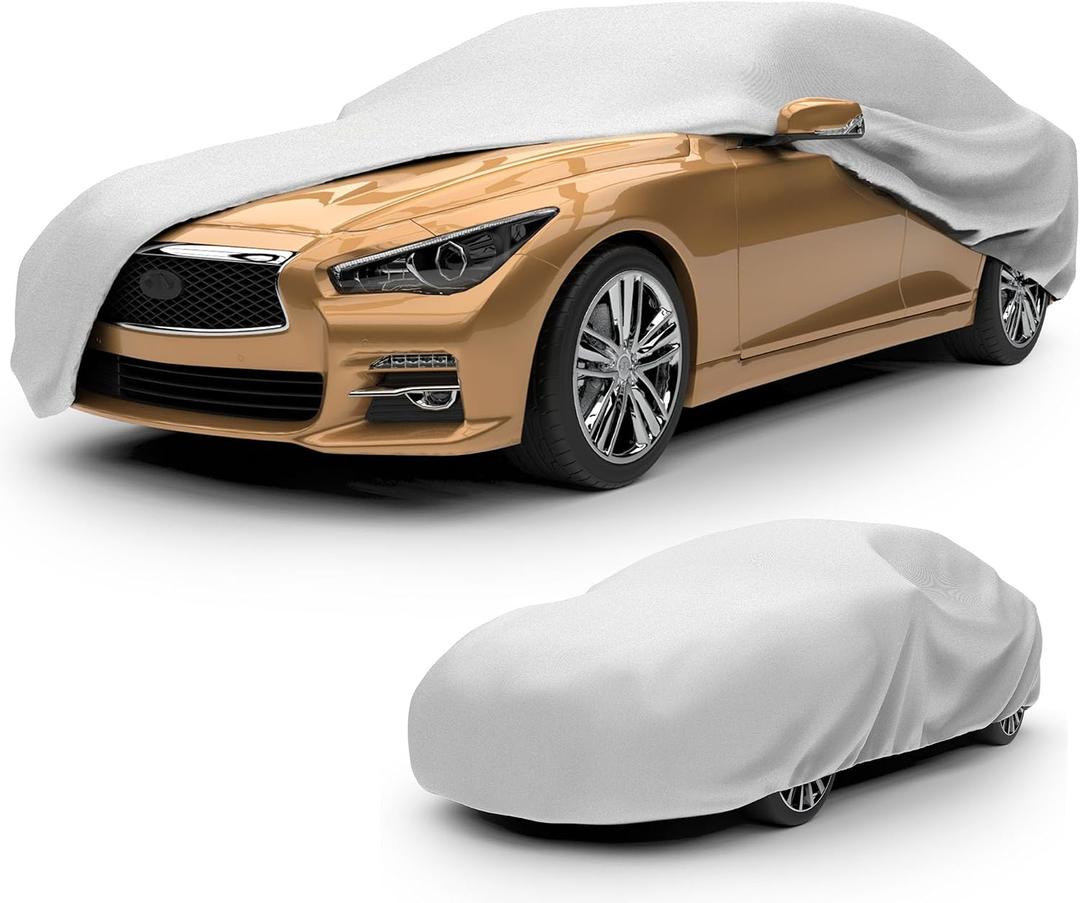 Budge Lite Car Cover, Indoor Protection, Breathable Dustproof Cover, Fits Full-Size Sedans up to 228 Inches, Gray, Size 4
