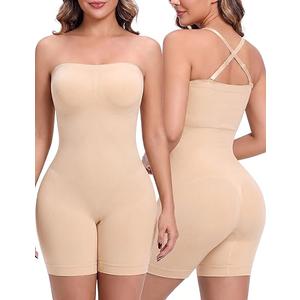Strapless Shapewear for Women, Full Shape Wear Tummy Control Bodysuit, Seamless Slimming Body Shaper (S, Nude)