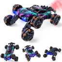 2370 Six-Wheel RC Stunt Car,6WD Cool Drift Remote Control Car,Double-Sided Driving,360 Flips Rotating,with Spray and Light Effects,Toys for Ages 8-13 Kids,Ideal Gift for Boys and Girls