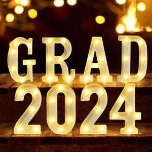 2024 Grad Marquee Light Up Letters Lights, Graduation Marquee Numbers Letters LED Sign Lights, Graduation Party Decorations Supplies for Class of 2024, (2024 Grad) 8 Pieces