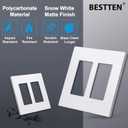 (5 Pack) BESTTEN USWP6 Matte Snow White Screwless Decorator Wall Plate, 2-Gang Outlet Cover, Decor Switch Face Plate, H4.69 x W4.73