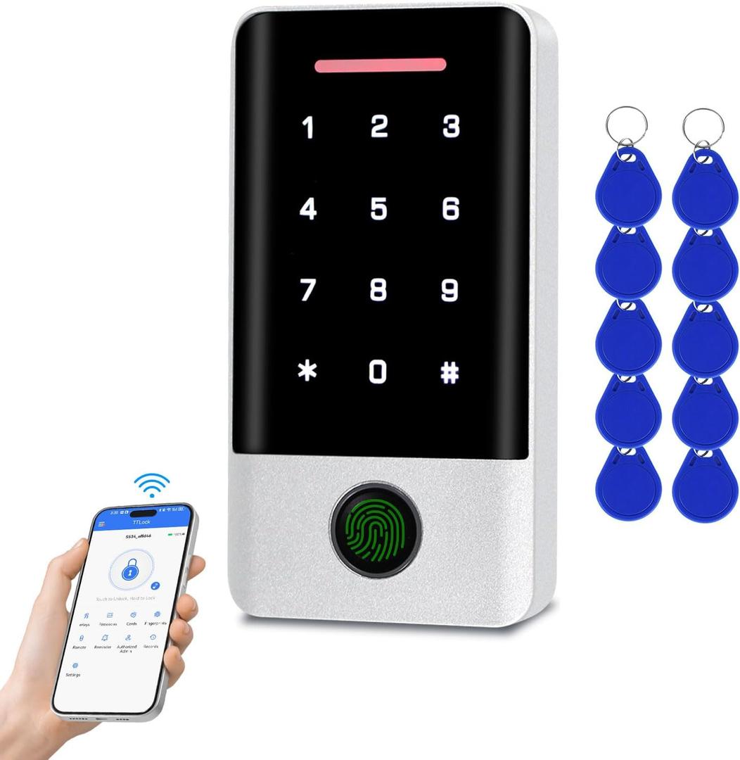 Wireless Bluetooth TTLock APP Access Control System, Fingerprint Password IC Card Metal Stand-Alone Door Entry Keypad , with Backlight