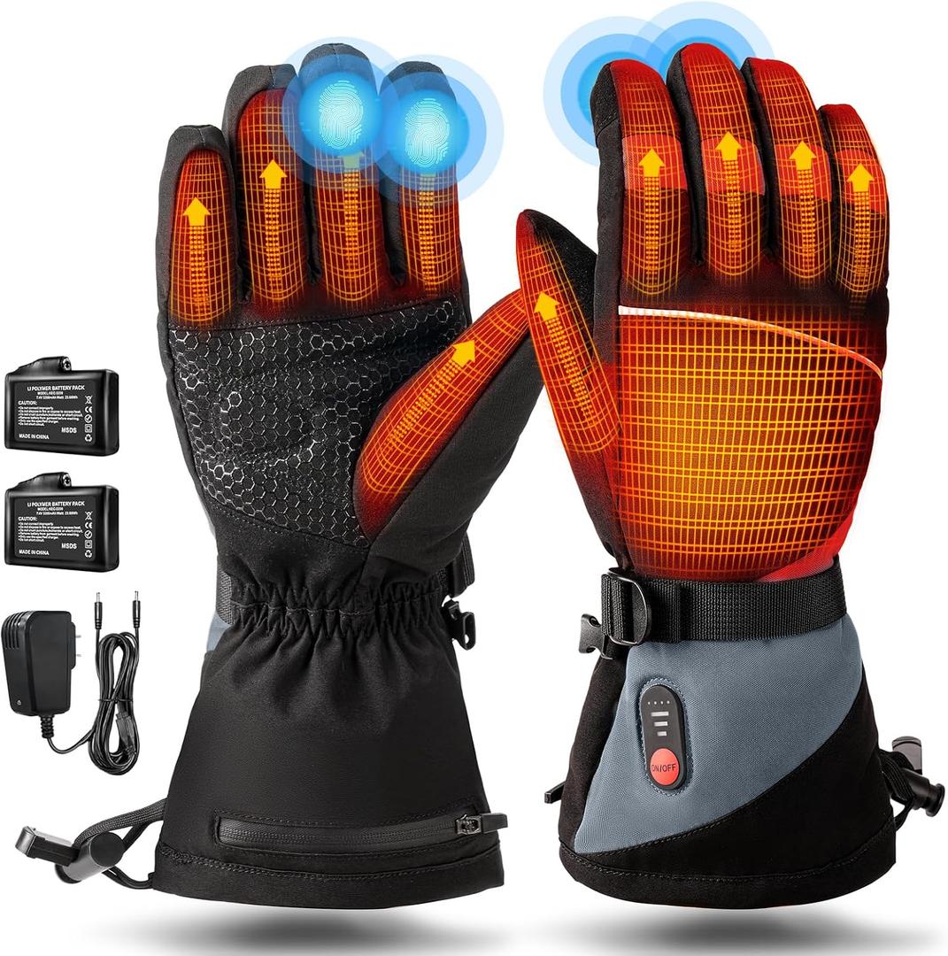 Rechargeable Heated Gloves for Men Women,7.4V Fast Heating Glove Liners, Hand Warmers Arthritis Heater Cold Winter Gloves, Snowmobile Camping Cycling Skiing Hiking Working, Large