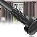 KASURE Tension Curtain Rod 45 to 160 Inch Shower Curtain Rod NO Drilling Extra Long Tension Rod Easy to install Shower Rod for Bathroom Heavy Duty Outdoor Curtain Rods for Windows Black