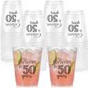 50 Pack 50th Birthday Frost Cups 12 oz Cheers to 50 Years Birthday Decorations Disposable Clear Plastic Cups for Women Men Cold Drinks Wedding Anniversary Party Favors