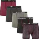 Champion Men's Performance Boxer Brief- 5 Pack (Medium, Tibetan Red, Phantom, Monument, Black, Black Print)