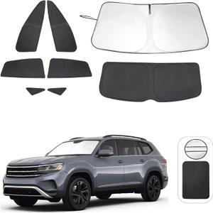 8PCS Windshield Sun Shade Custom Fit for 2021-2024 2025 2026 Volkswagen VW ID.4 Accessories Foldable Sunshade Side Rear Window Shade Cover Full Set Privacy Protection Keeps Car Cool