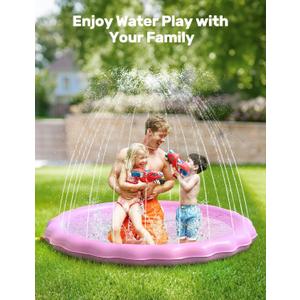 QPAU Splash Pad, 67" Non-Slip Kids Splash Pad for Outside, Sprinkler for Kids Outdoor Play Mat, Toddler Water Toys and Backyard Sprinkler Baby Pool, Gifts for Toddlers Girls Boys