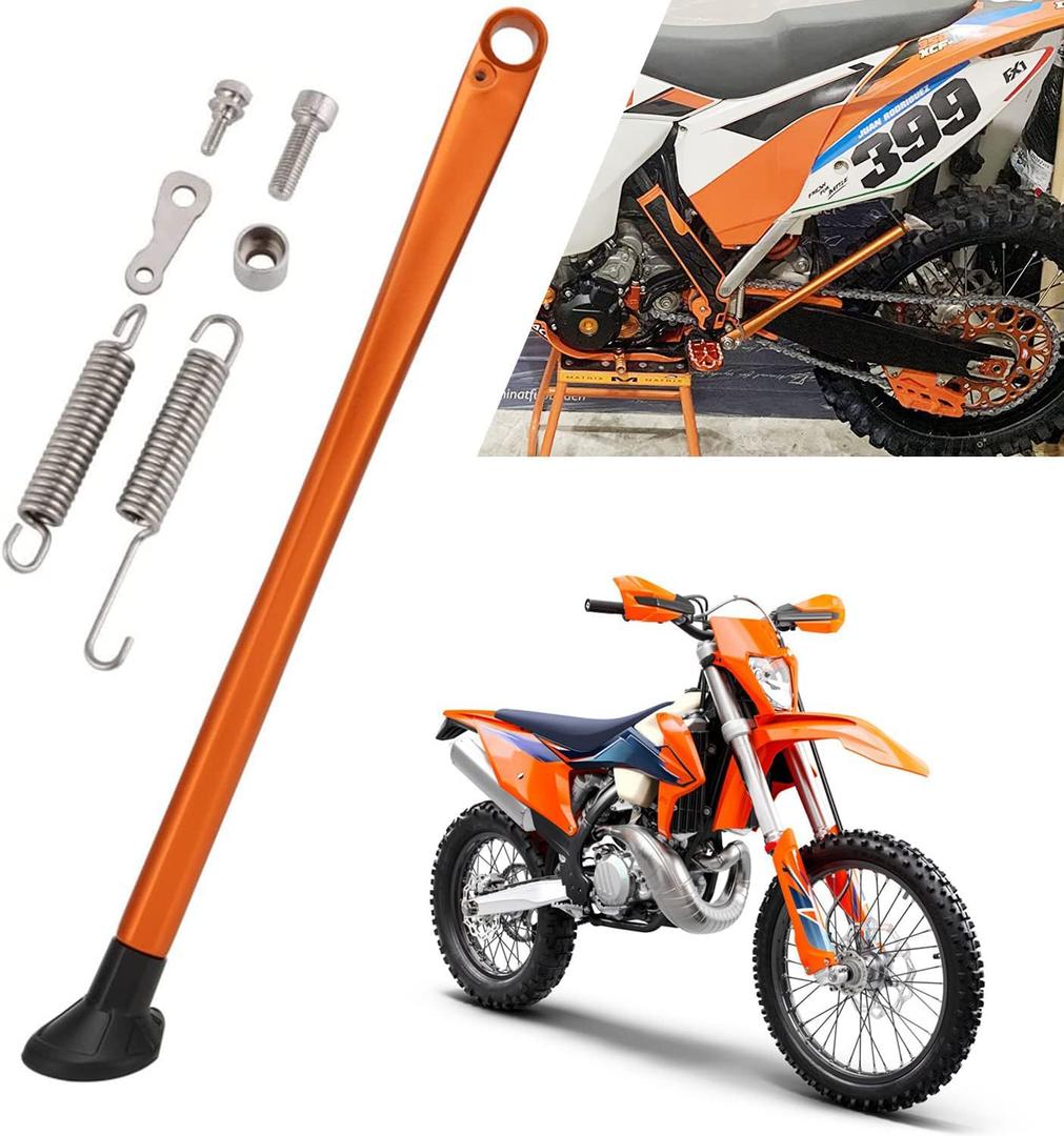 Dirt Bike Kickstand Motorcycle Kick Stand 7075 Aluminum with Springs Bolts for 125 150 200 250 300 350 450 500 EXC EXCF SX SXF XC XCF XCW XCFW Six Days Tpi 2017-2022 Supermoto Motocross Orange
