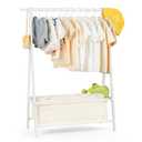 Relquorax Kids Clothing Rack with Storage, Dress Up Rack, Child Clothes, Small Garment, for Costume, Bamboo (White)