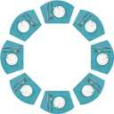 SHACOS Wedge Shape Placemats Set of 8 Woven Vinyl Reversible Placemats for Round Table Curved Place Mats Wipe Clean Non Slip Table Mats Indoor Outdoor, Teal Blue