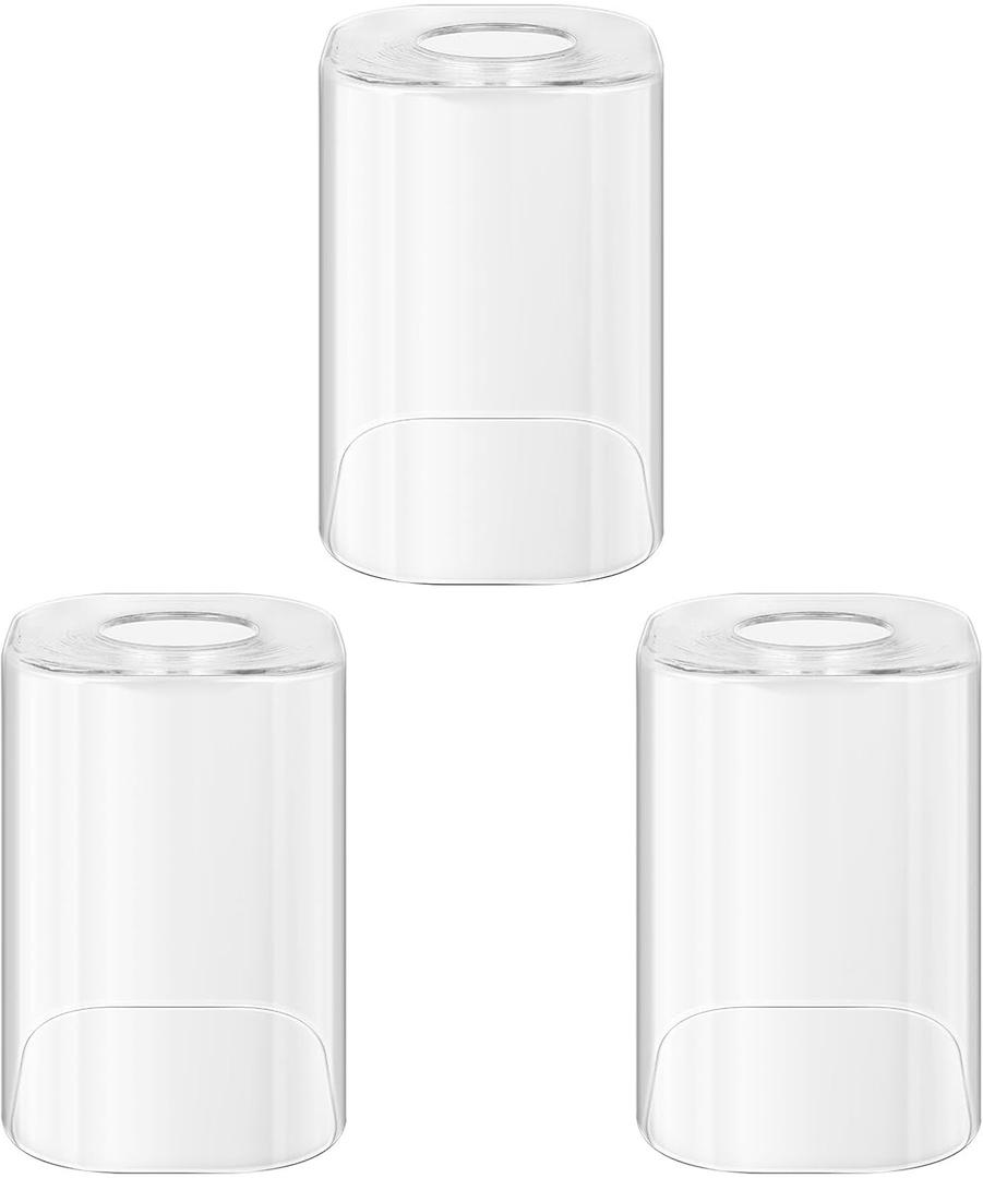 3-Pack Square Glass Shade Replacement for Light Fixtures, 5.93in Height, 3.79in Diameter, 1.79in Fitter, Clear Glass Cover Replacement for Bathroom Vanity Light, Wall Sconce, Chandelier