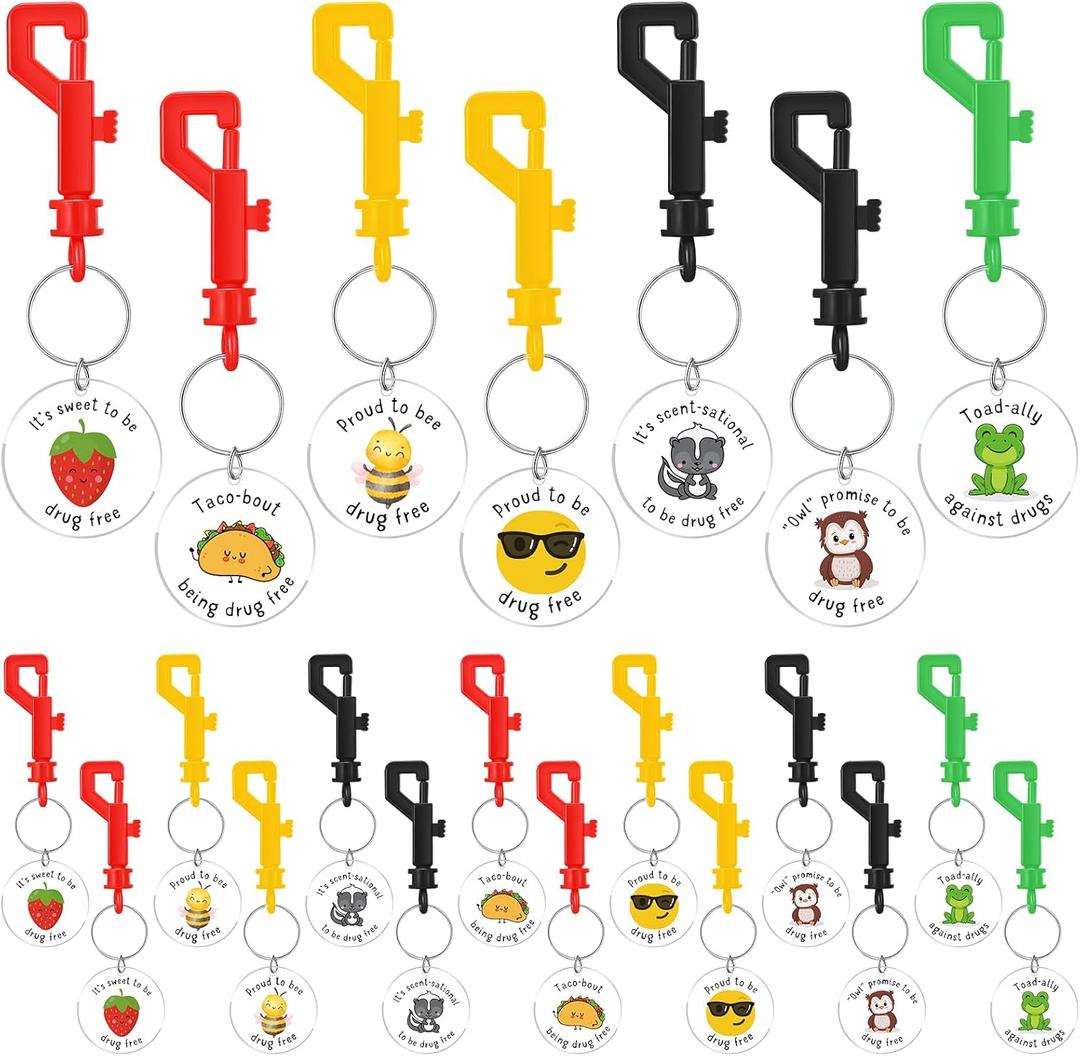 Red Ribbon Week Supplies Bulk Drug Free Keychains Red Ribbon Week Gift Keychains for Anti-drugs Campaigns