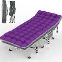 Suteck Camping Cot, Folding Camping Cot Bed for Adults Sleeping 1200D Double Layer Oxford Portable Folding Outdoor Cots for Camping W/Soft Pad Carry Bag for Home Office Nap Beach Travel, 500LBS,Purple (75"28"15")