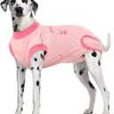 IDOMIK Dog Recovery Suit for Female Spay - Adjustable Anti-Licking Dog Post Surgery Onesie, Male Female Dog Neuter Spay Suits, Soft Abdominal Wound Bandage & E-Collar Cone Alternative (L(Chest Girth:22.83"-26.77"), Pink cartoon)