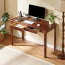 Solid Wood Computer Desk with Drawers (Black Walnut Color, 47.2inch)