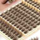 Brown Lash Clusters Fluffy Eyelash Clusters Natural Cluster Eyelashes Extensions 12-18MM D-Curly Manga Cluster Lashes Wispy False Lashes Clusters