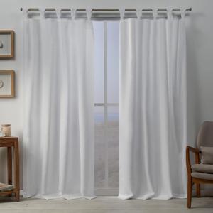 EXCLUSIVE HOME Loha Linen Braided Tab Top Curtain Panel Pair, 54"x96", Winter White