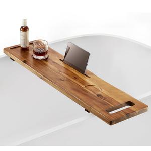 Tinamo Acacia Bathtub Caddy Tray Table | 39 x 9.75 x 2.5 Inch Large Bath Tub Tray Wooden | Anti-Tipping, Sustainable Tub Tray for Bathtub | Bathtub Accessories Holders for Bathtub (Acacia, 39x9.75)