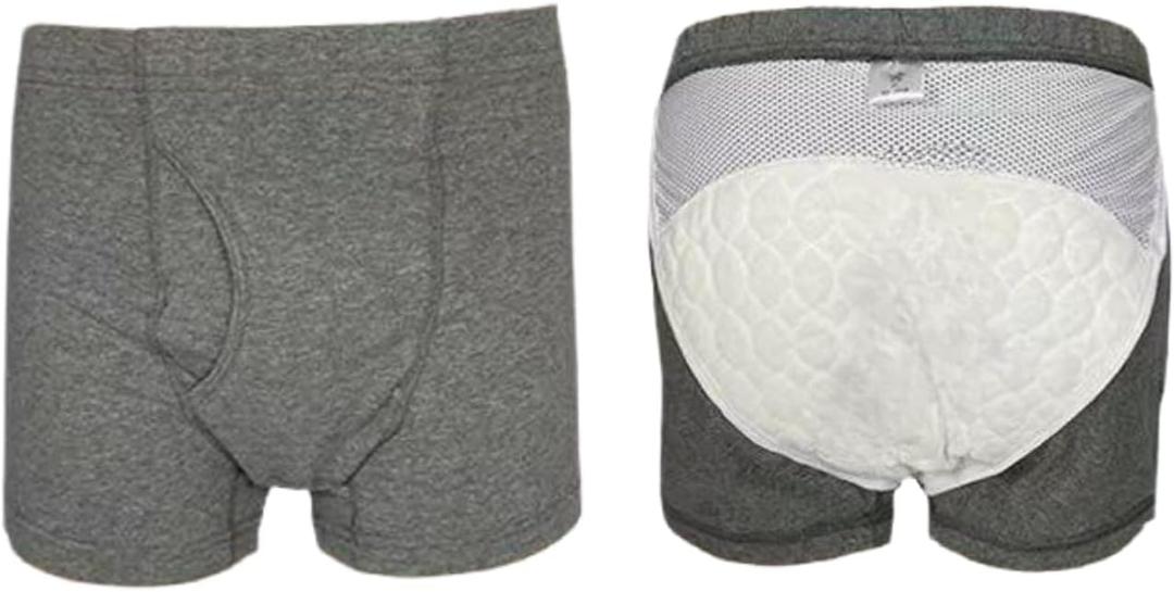1 Pair Washable Urinary Incontinence Underwear for Men, Breathable Cotton Adult Leakproof Underwear Boxer, Reusable Incontinence Protective Briefs for Light Leaks (US X-Large = Asian Size Tag LL)
