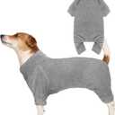 Fuzzy Dog Pajamas Turtleneck Dog Clothes Warm Soft Cozy Lightweight Dog Pjs Dog Sweaters for Large Dogs(Grey-L)