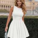 ZESICA Women's Summer Sleeveless Mini Dress 2026 Elegant Crewneck A Line Graduation Cocktail Party Short Dresses, Small