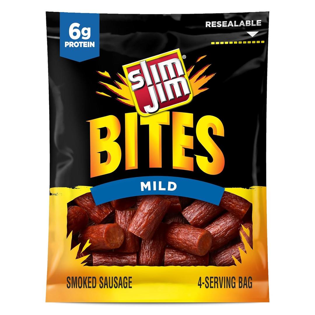 Slim Jim Bites, Mild Bite-Sized Smoked Sausage Snacks, 3.75 oz