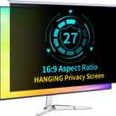 27 Inch Computer Privacy Screen for 16:9 Computer Monitor, Anti-Blue Light Monitor Privacy Screen Filter, Anti-UV Computer Shield, Hanging Type