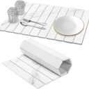 Large Collapsible Stone Dish Drying Mat, 24"16",Heat-resistant Mat for Kitchen Counter,Instant Drying,Fast Dry Pad for Utensils,Pots and Bottles,Diatomaceous Earth Mats, White Marble