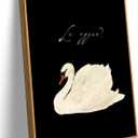 2 x EAGLOG Vintage Framed-White Swan Wall Art,Farmhouse Animal Canvas Print,Black And White Cottagecore Picture,Eclectic Rustic Artwork,Moody Painting Wall Decor for Living Room Bedroom Office 8x10in
