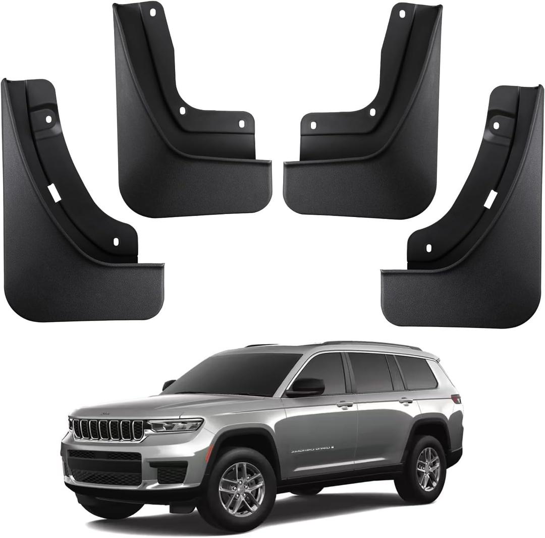 Ecarzo Mud Flaps Compatible with Jeep Grand Cherokee L 2025 2024 2023 2022 2021 3-Row No Drilling Required All Weather Mud Splash Guards Mudflap Front & Rear Jeep Grand Cherokee L Accessories 4pc Set