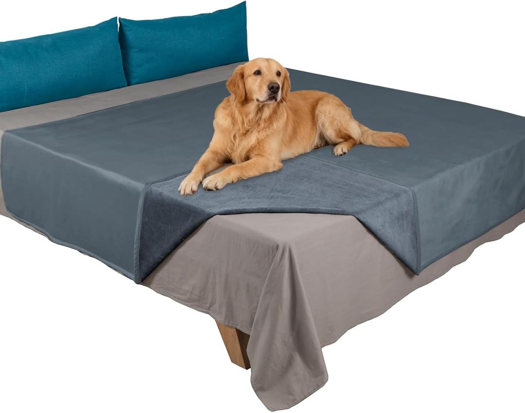Ameritex Pet Bed Blanket Reversible 100% Waterproof Velvet Super Soft for Sofa and Bed, 82x82 Inches